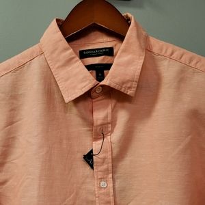 NWT Mens Banana Republic Button Up Shirt. Pink Salmon